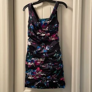 Express ruched body con cocktail dress
